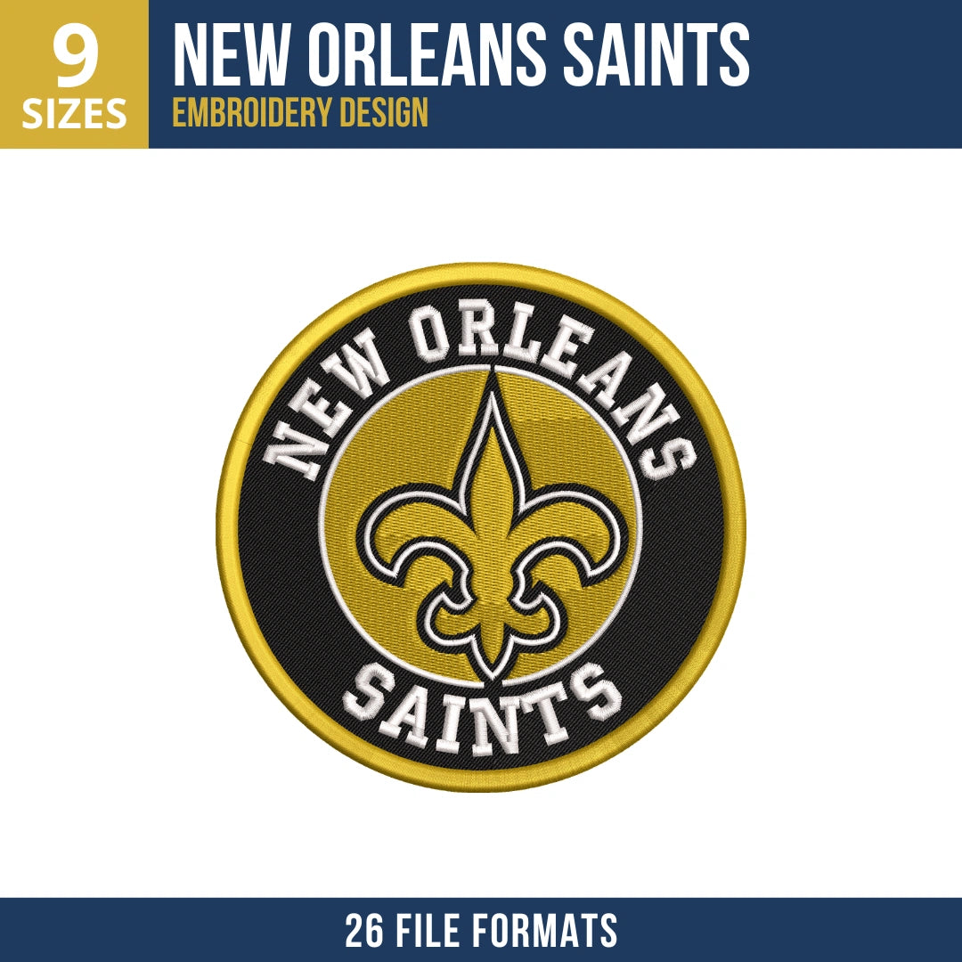 New Orleans Saints Circular Badge Embroidery Design