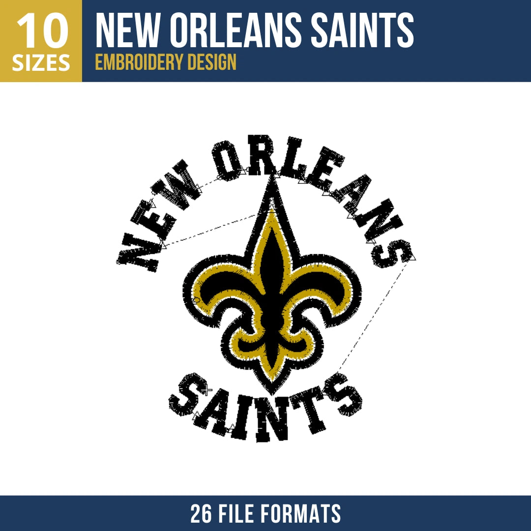 New Orleans Saints Open Wordmark Embroidery Design
