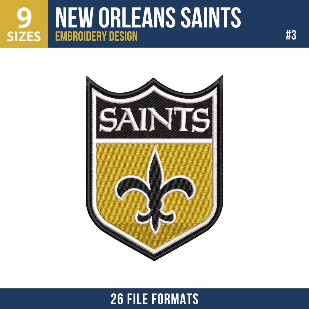New Orleans Saints Embroidery Bundle – 8 Designs, 26 Formats
