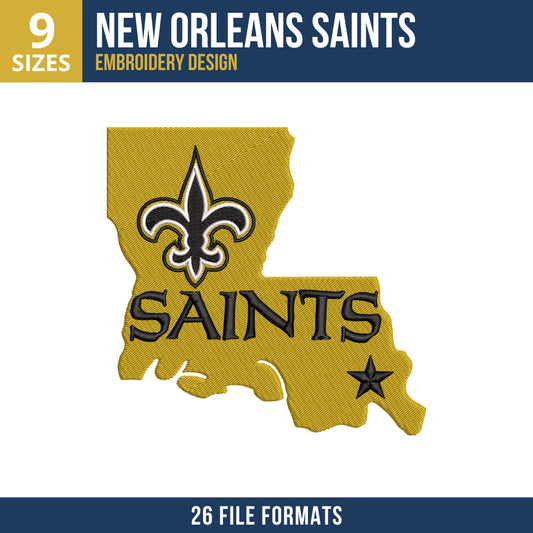 New Orleans Saints Louisiana State Embroidery Design