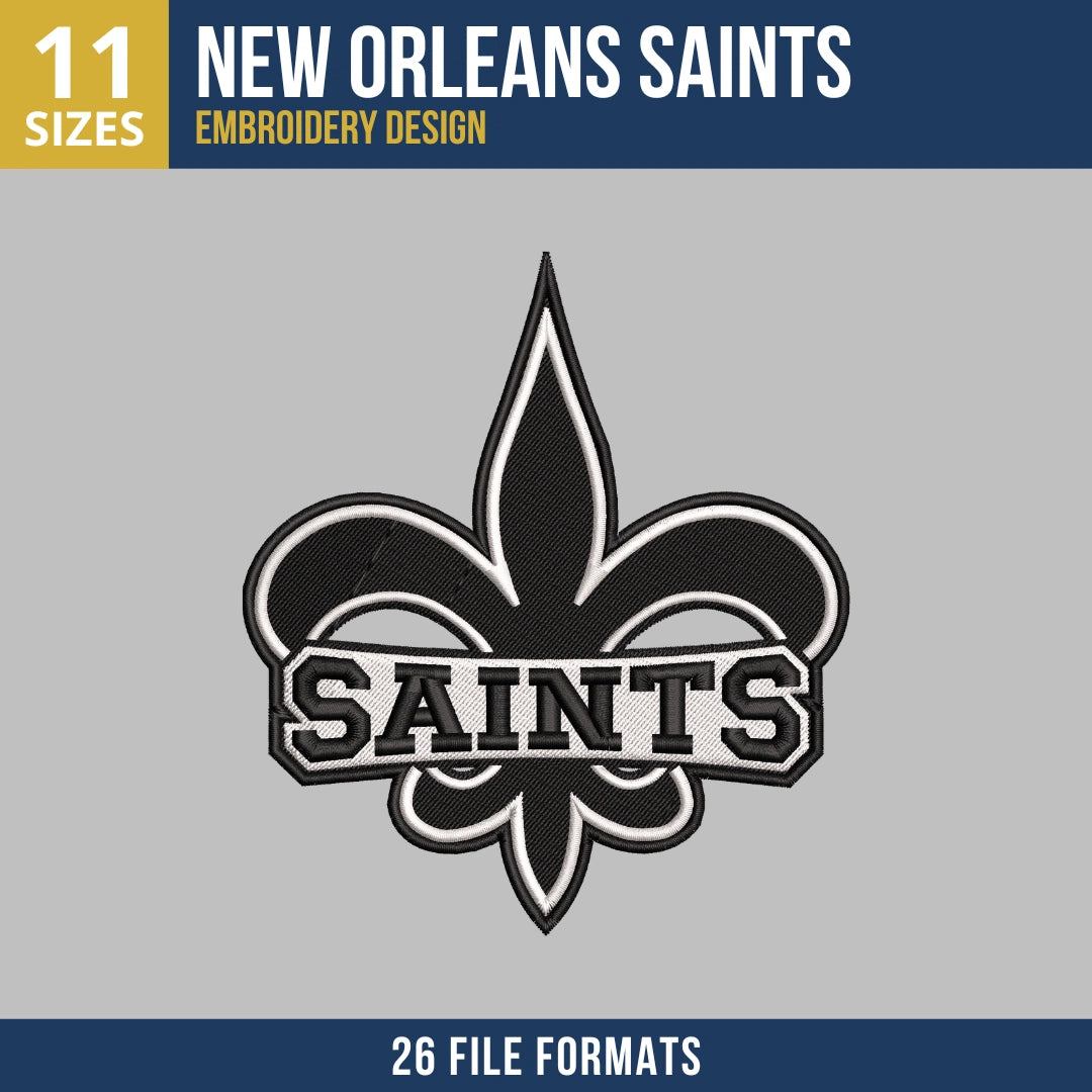 New Orleans Saints Fleur-de-lis Banner Embroidery Design