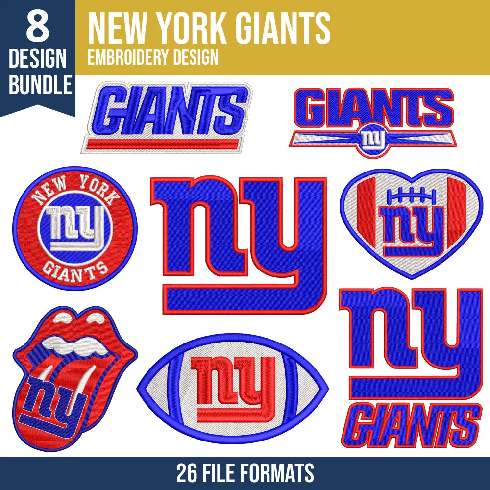 New York Giants Embroidery Bundle | 8 Designs