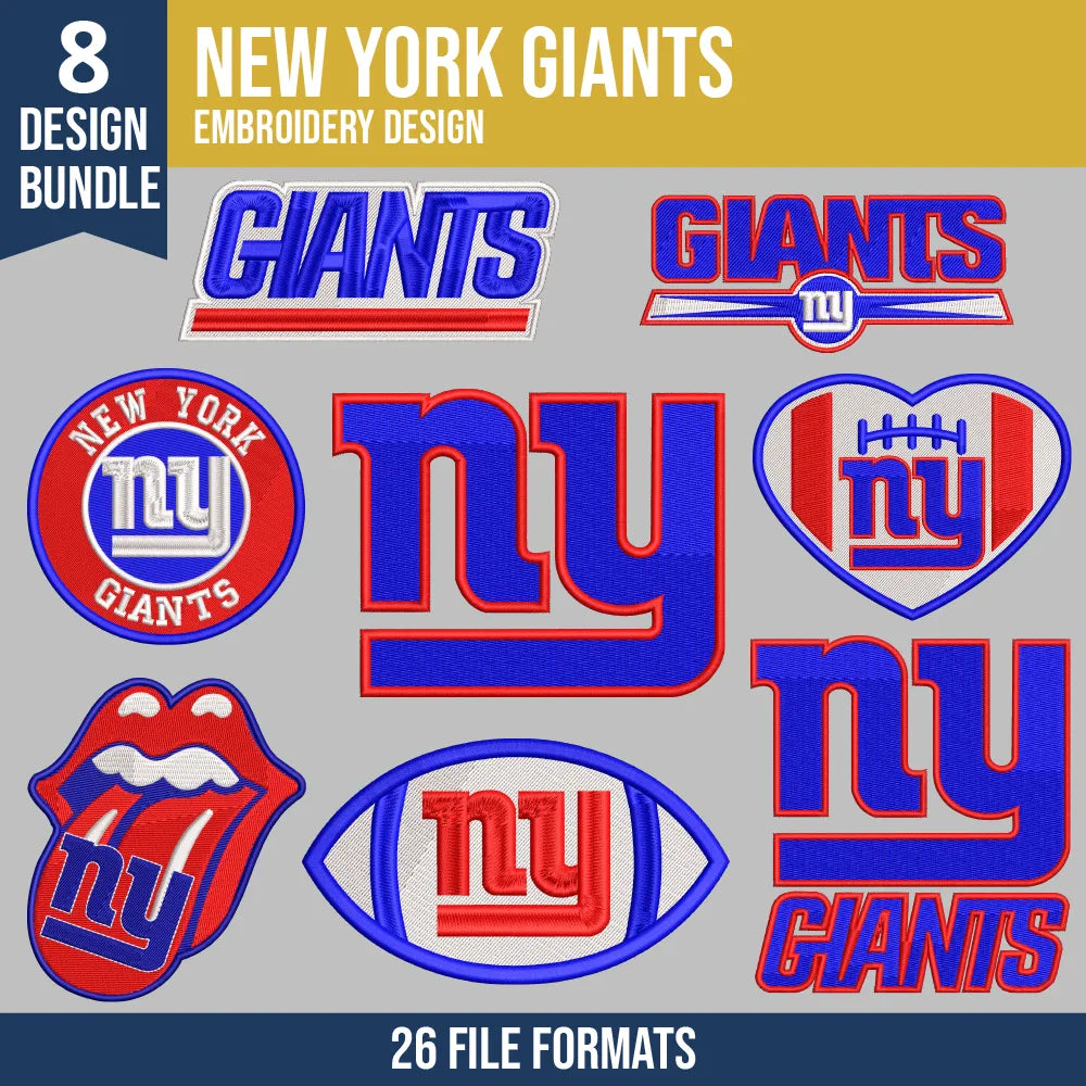 New York Giants Embroidery Bundle | 8 Designs