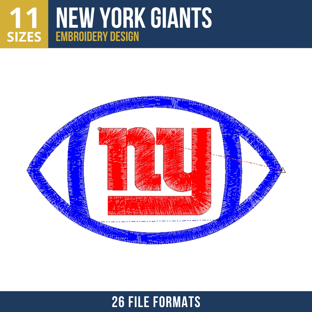 New York Giants Oval NY Embroidery Design | 11 Sizes