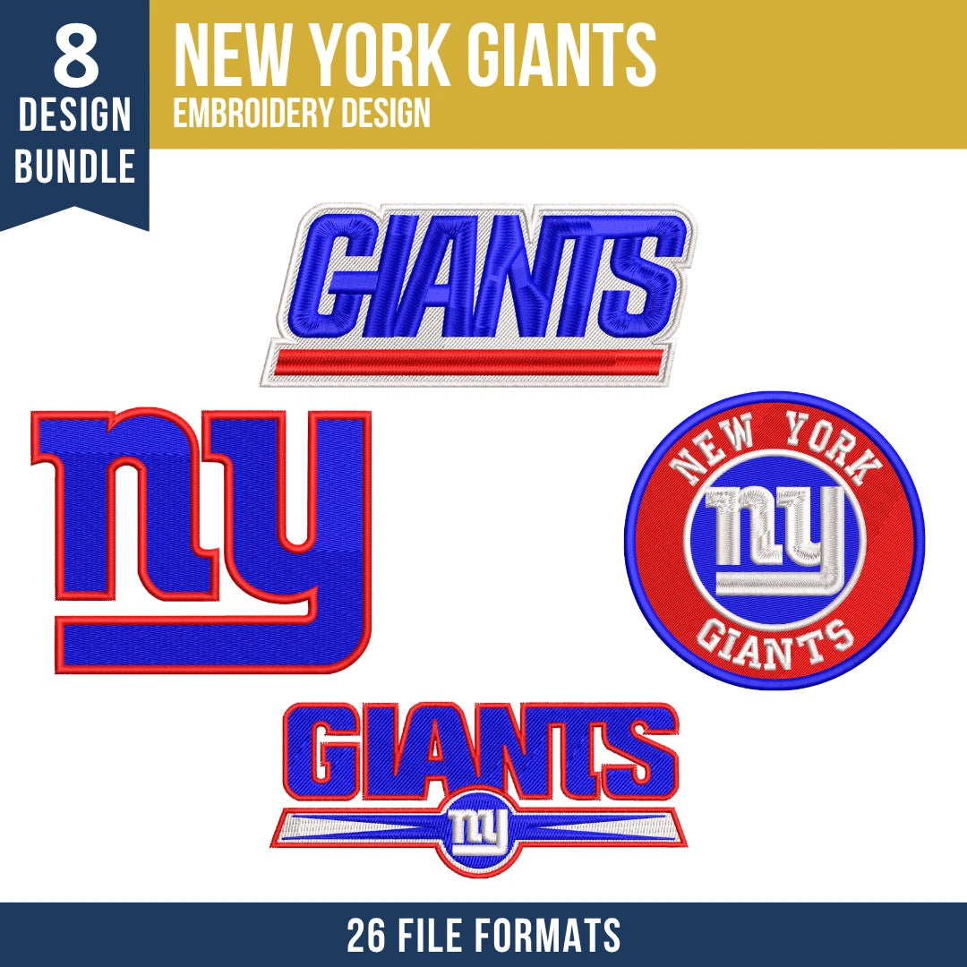New York Giants Embroidery Bundle | 8 Designs