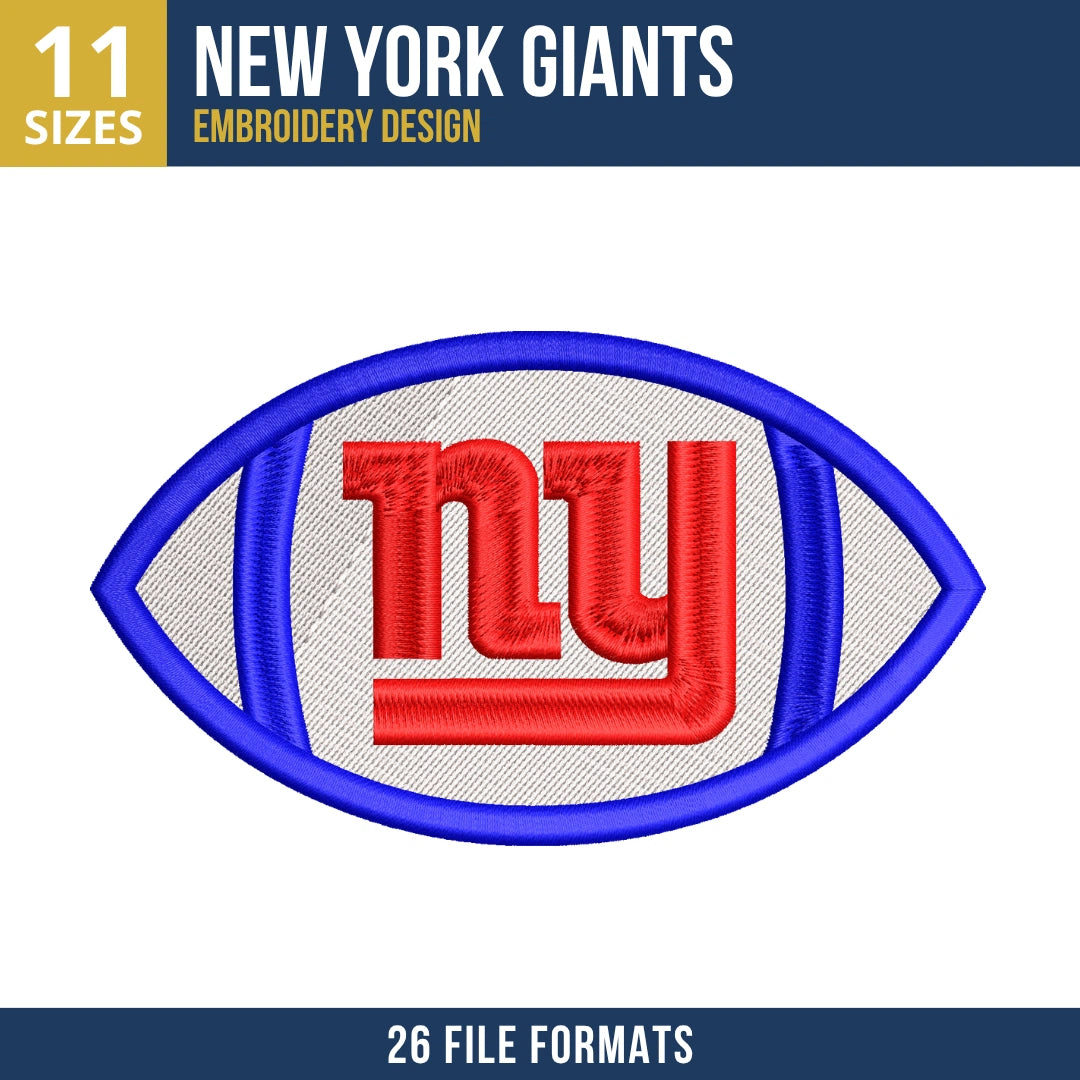 New York Giants Oval NY Embroidery Design | 11 Sizes