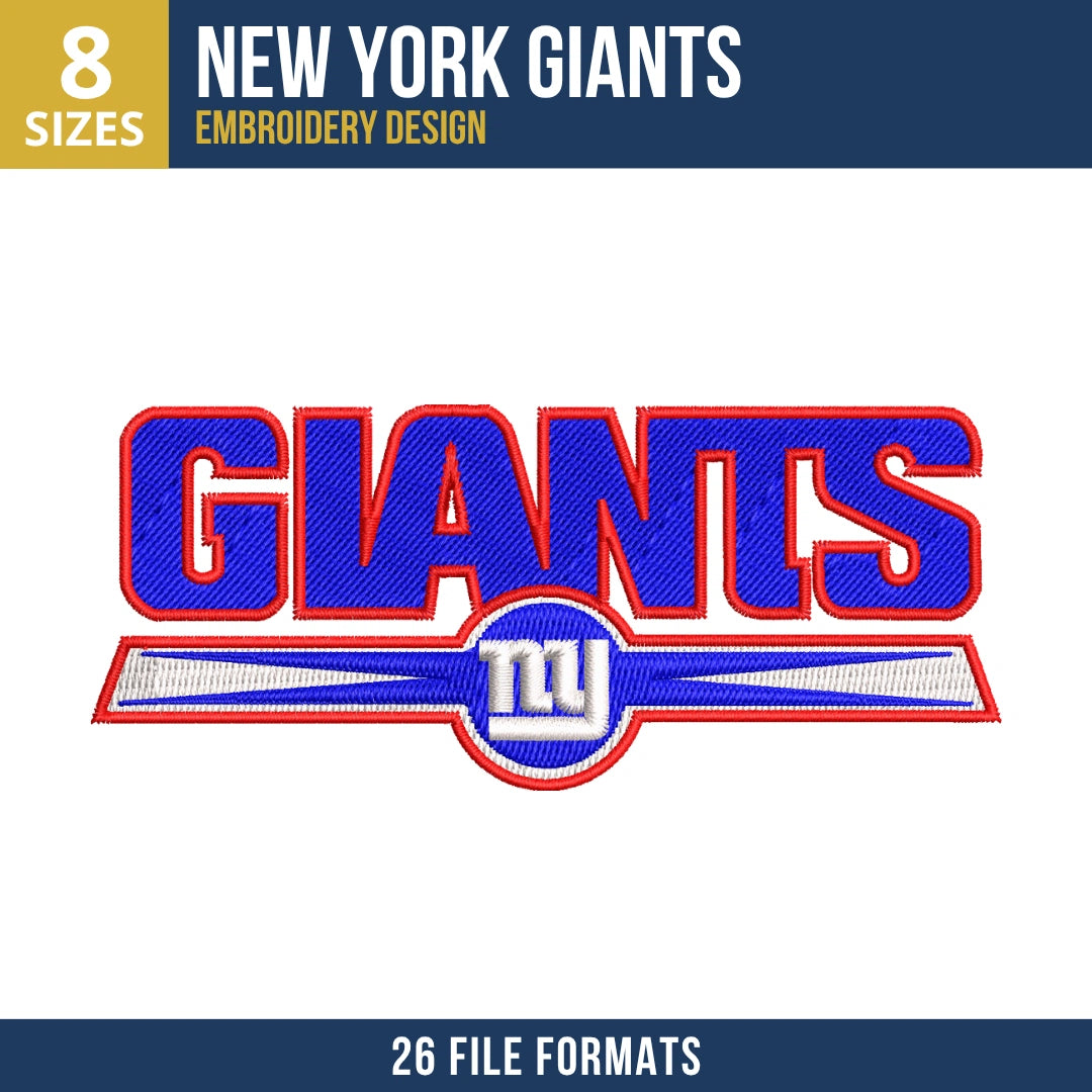 New York Giants Wordmark NY Badge Embroidery Design