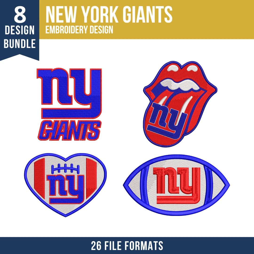 New York Giants Embroidery Bundle | 8 Designs