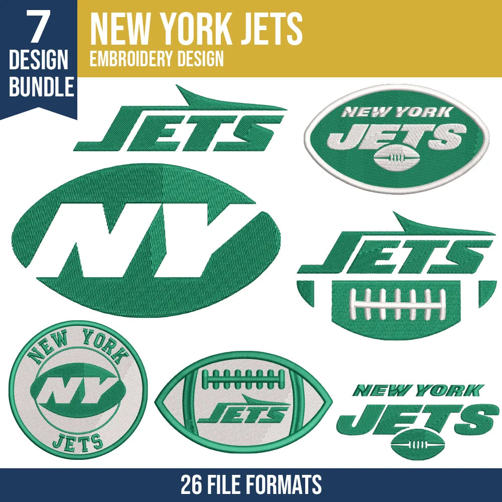 New York Jets Embroidery Bundle | 7 Designs