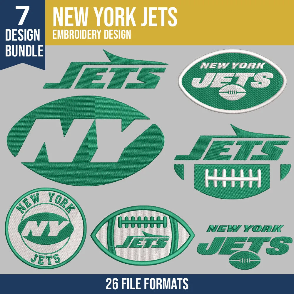 New York Jets Embroidery Bundle | 7 Designs