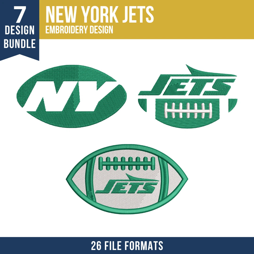 New York Jets Embroidery Bundle | 7 Designs