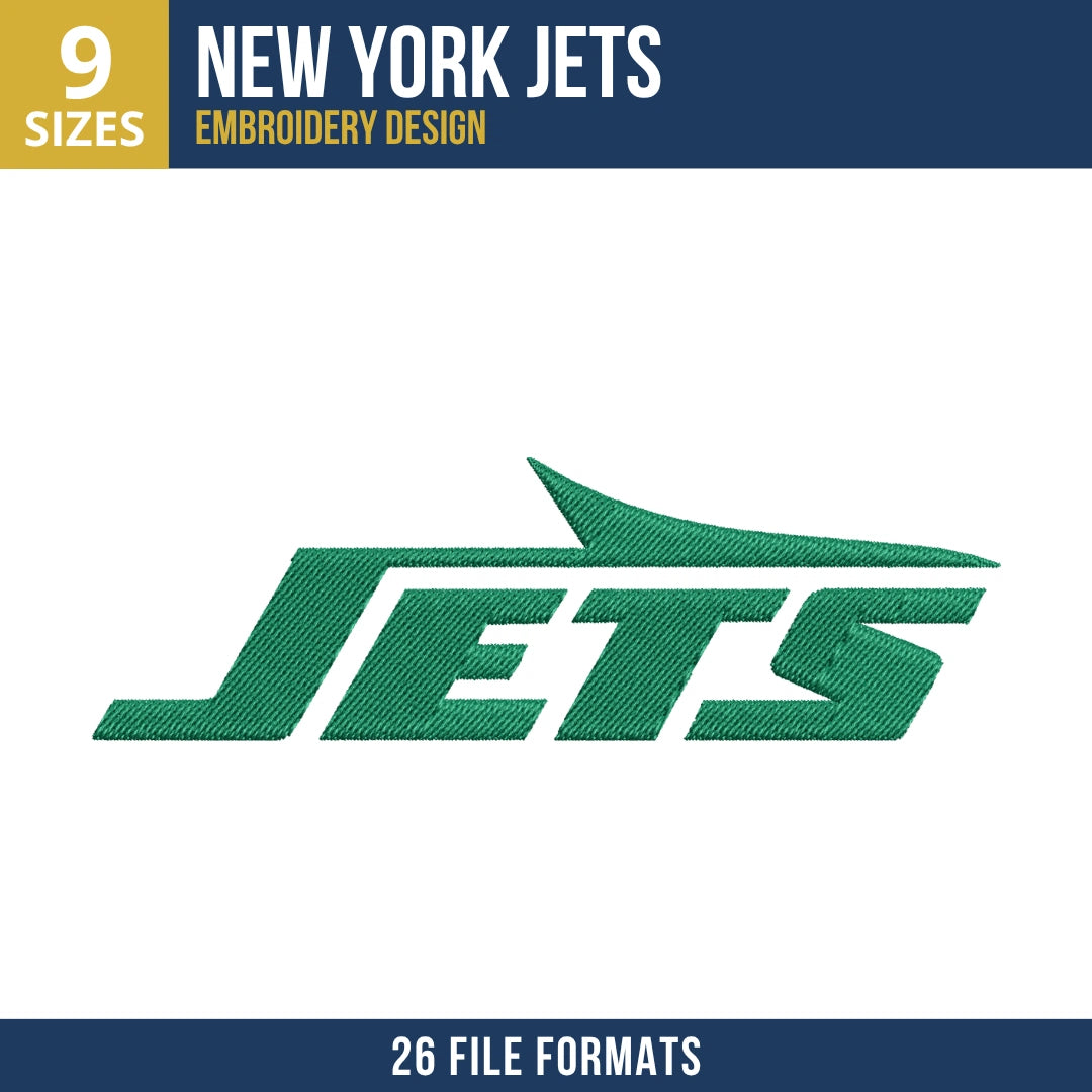 New York Jets Swoosh Wordmark Embroidery Design