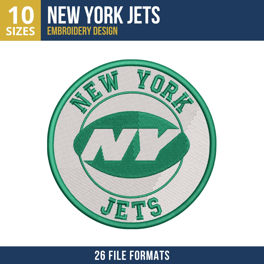 New York Jets Circular NY Monogram Embroidery Design