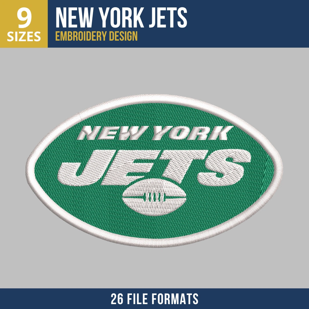 New York Jets Oval Badge Embroidery Design | 9 Sizes