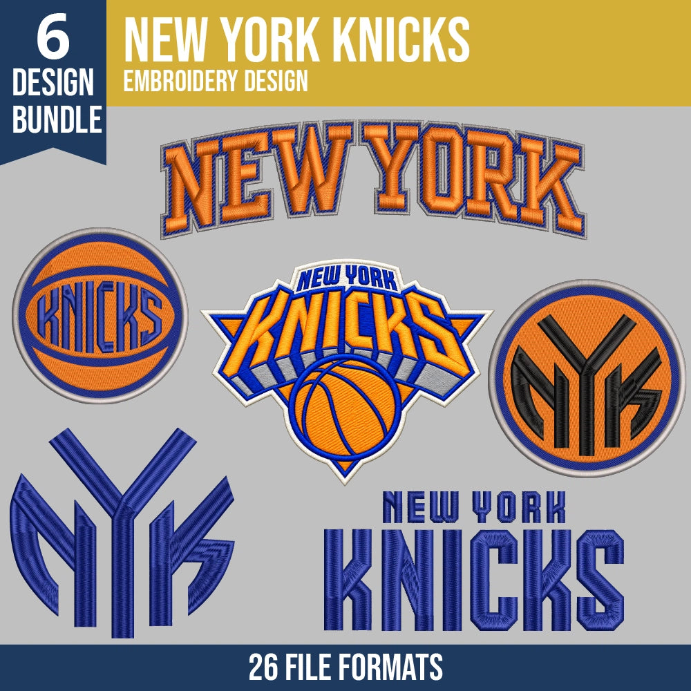 New York Knicks Embroidery Design Bundle | 6 NBA Logo Files