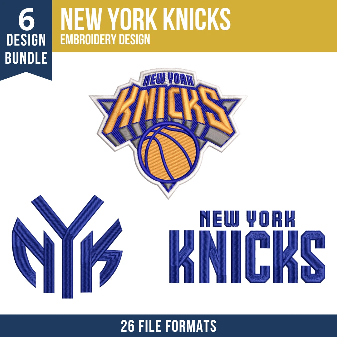 New York Knicks Embroidery Design Bundle | 6 NBA Logo Files