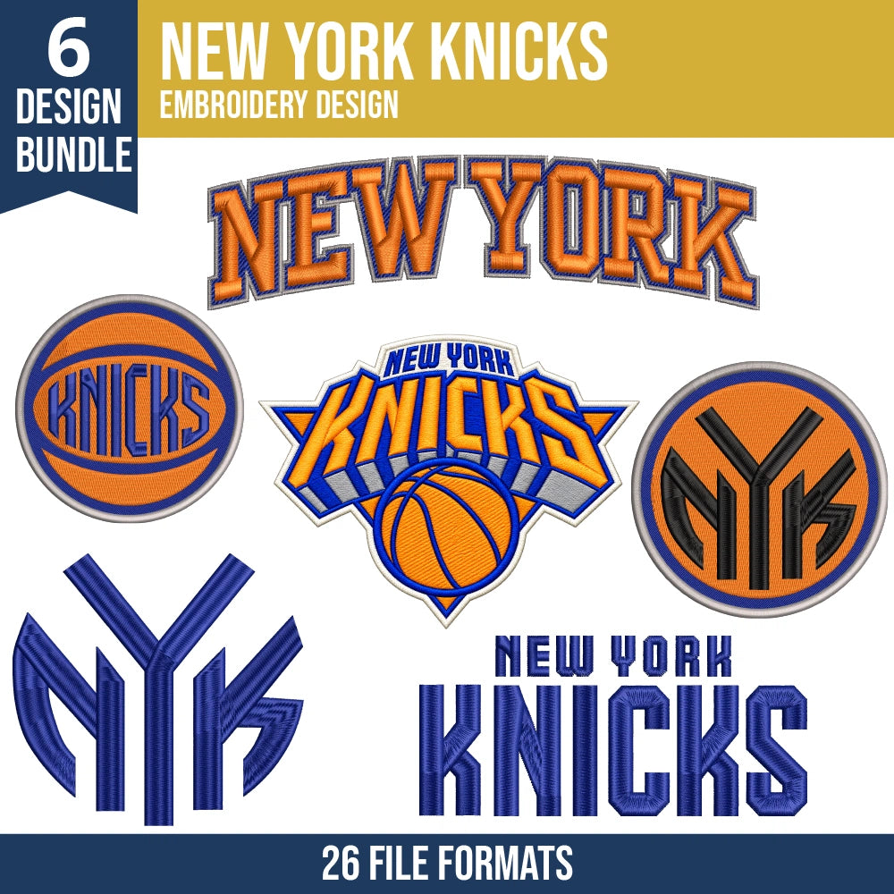 New York Knicks Embroidery Design Bundle | 6 NBA Logo Files