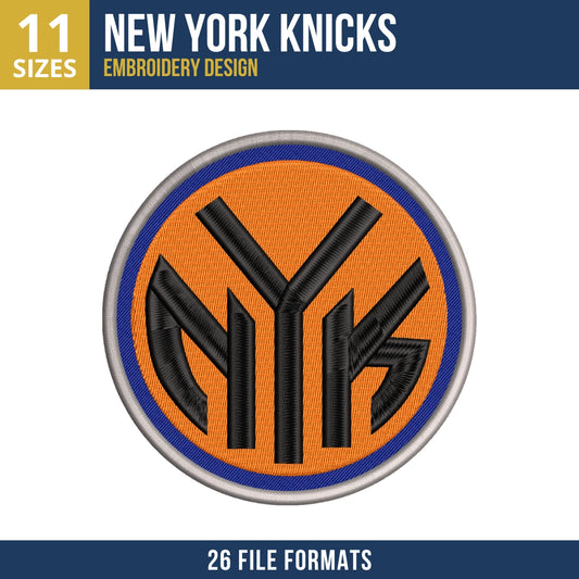 New York Knicks NYK Circular Badge Embroidery Design