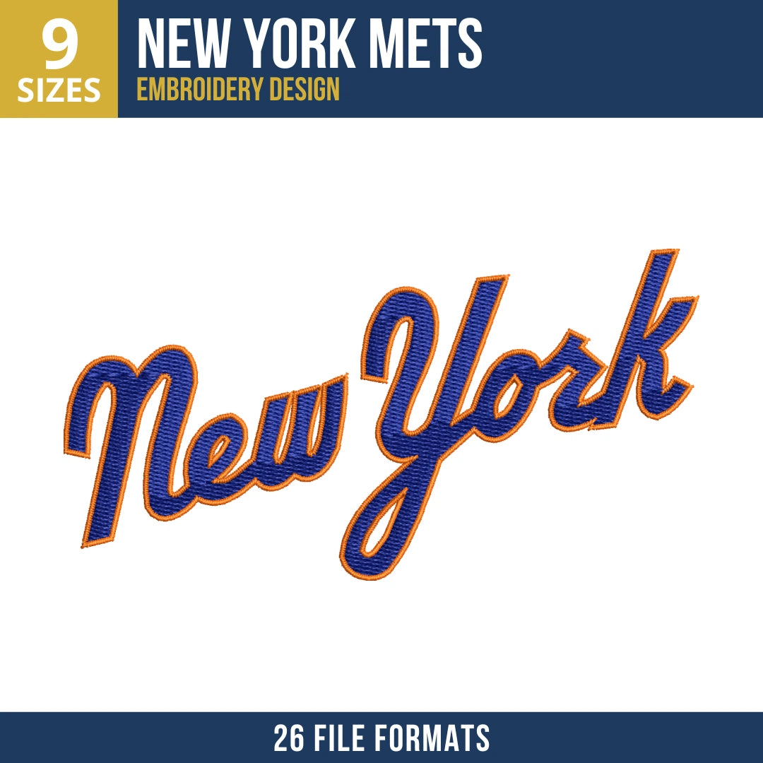 New York Mets Script Wordmark Embroidery Design