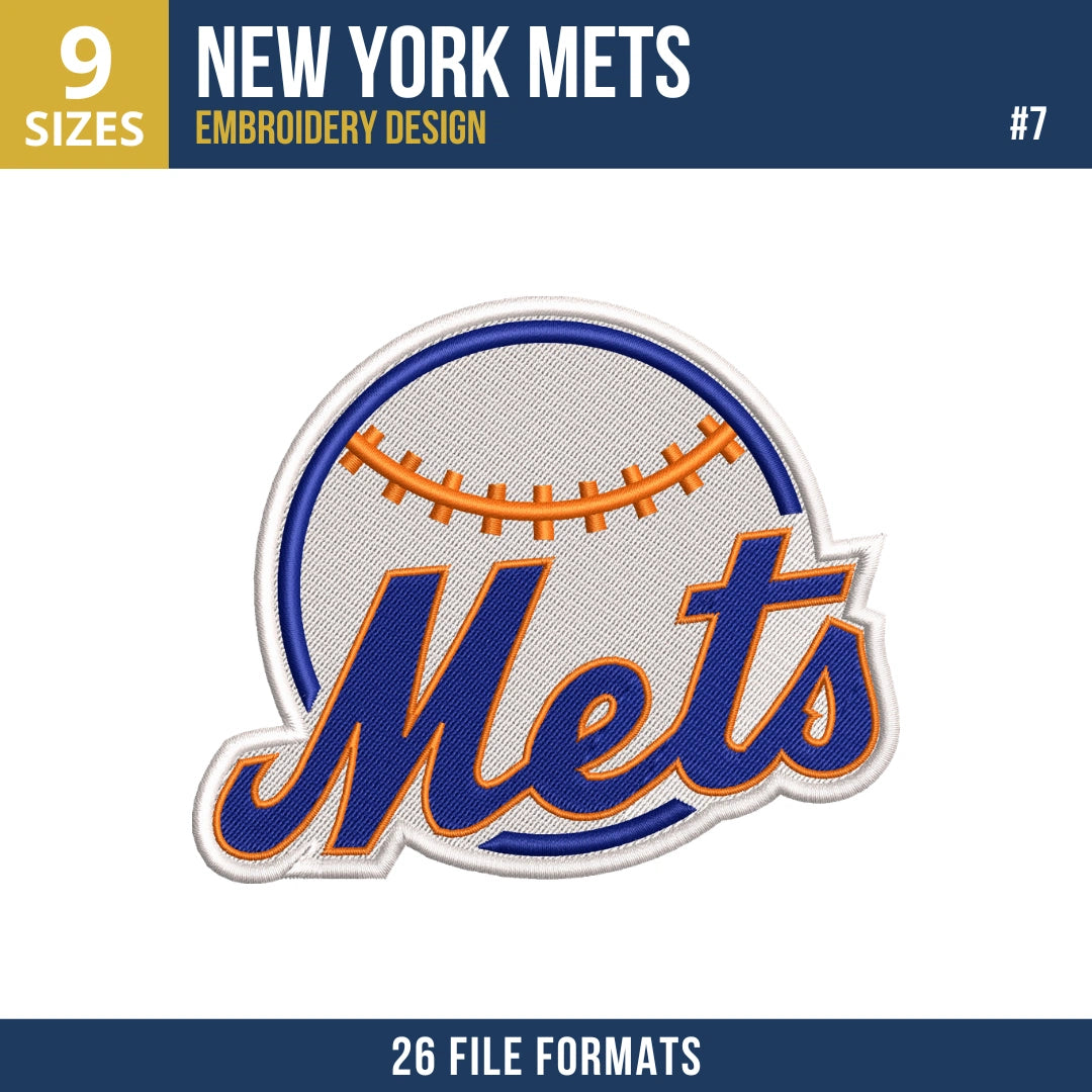 New York Mets Embroidery Bundle – 9 Designs, 26 Formats