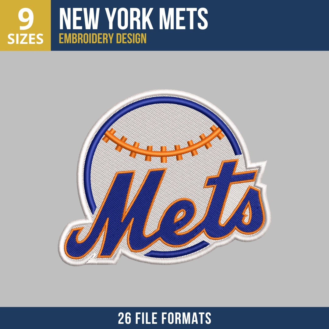 New York Mets Wordmark Baseball Embroidery Design