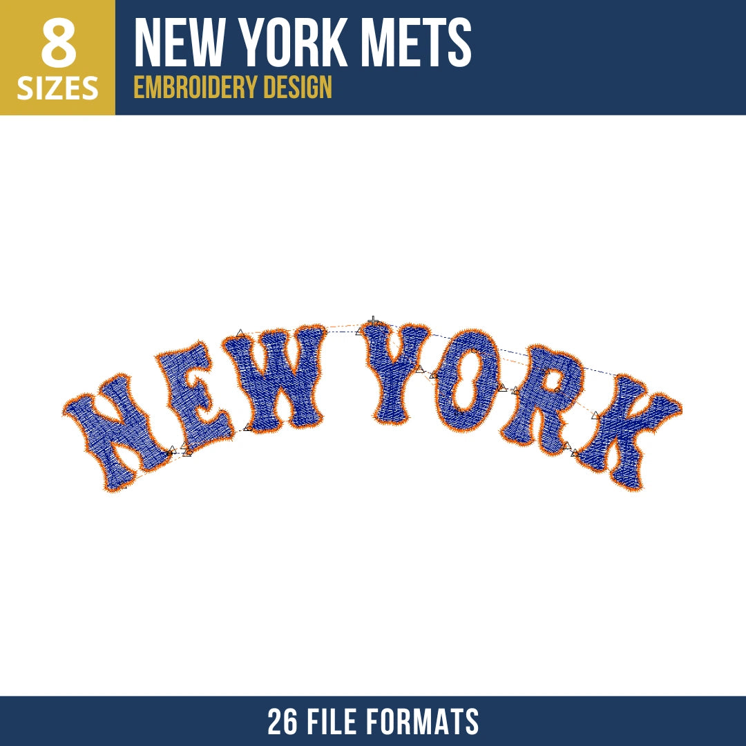 New York Mets Arched Wordmark Embroidery Design