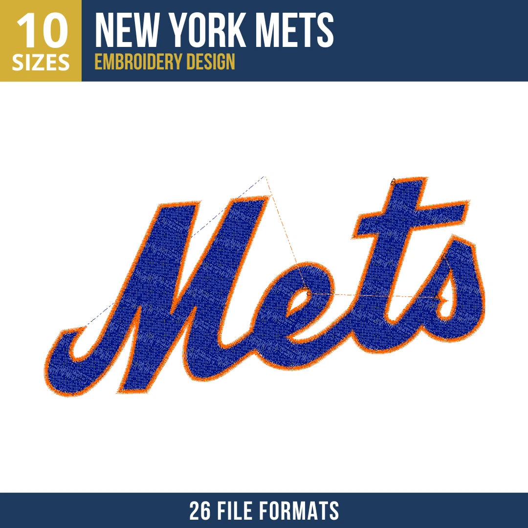 New York Mets Script Wordmark Embroidery Design