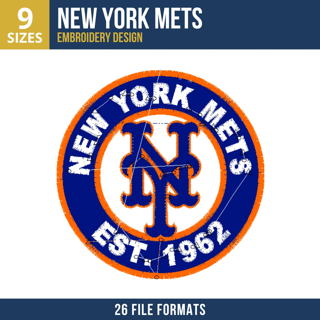 New York Mets Circular Badge Embroidery Design