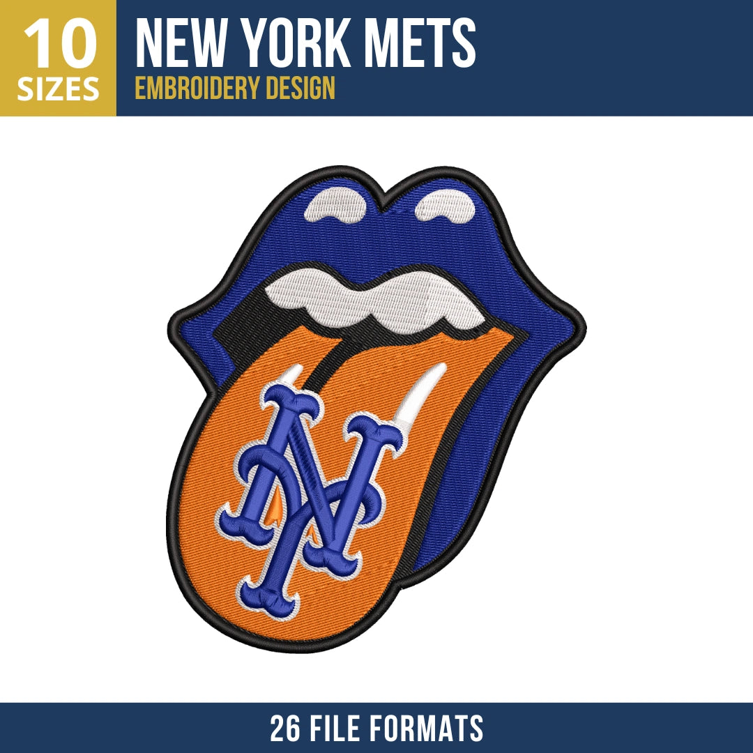 New York Mets Rolling Tongue Embroidery Design
