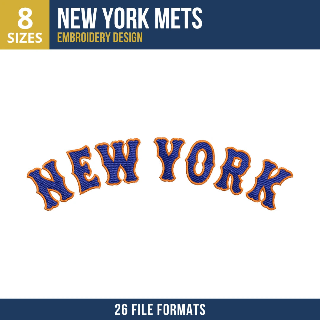 New York Mets Arched Wordmark Embroidery Design