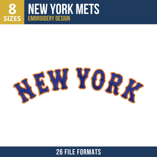 New York Mets Arched Wordmark Embroidery Design