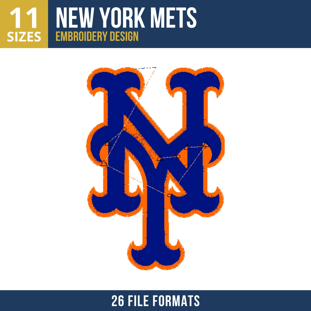 New York Mets NY Cap Logo Embroidery Design