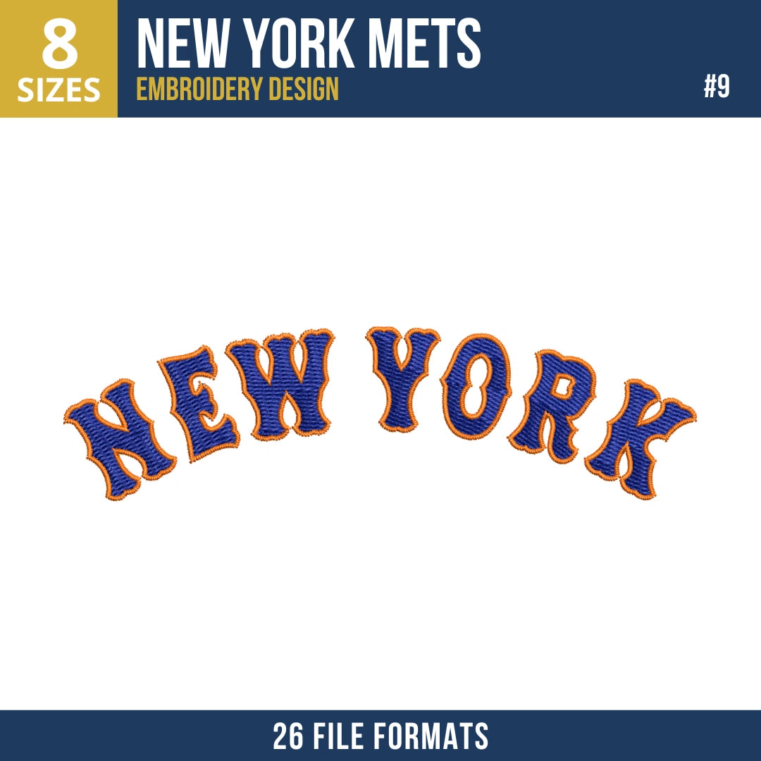 New York Mets Embroidery Bundle – 9 Designs, 26 Formats