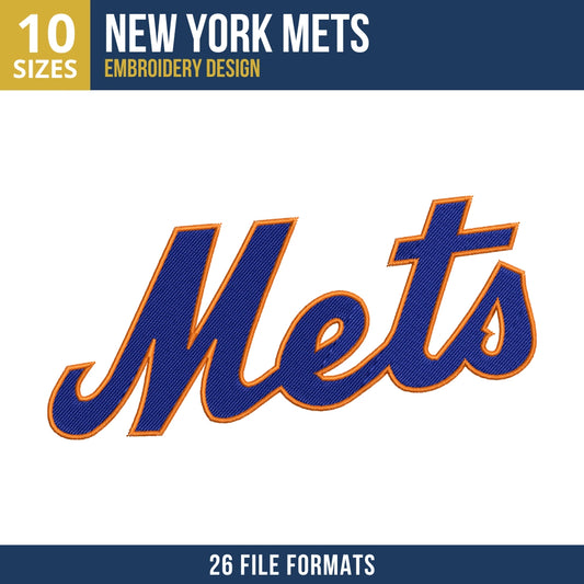 New York Mets Script Wordmark Embroidery Design