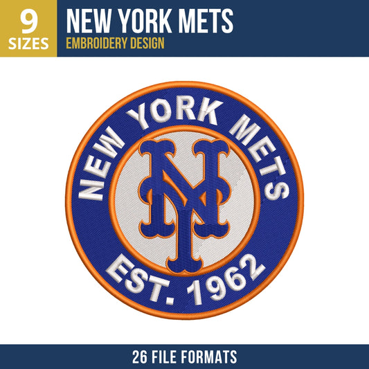 New York Mets Circular Badge Embroidery Design