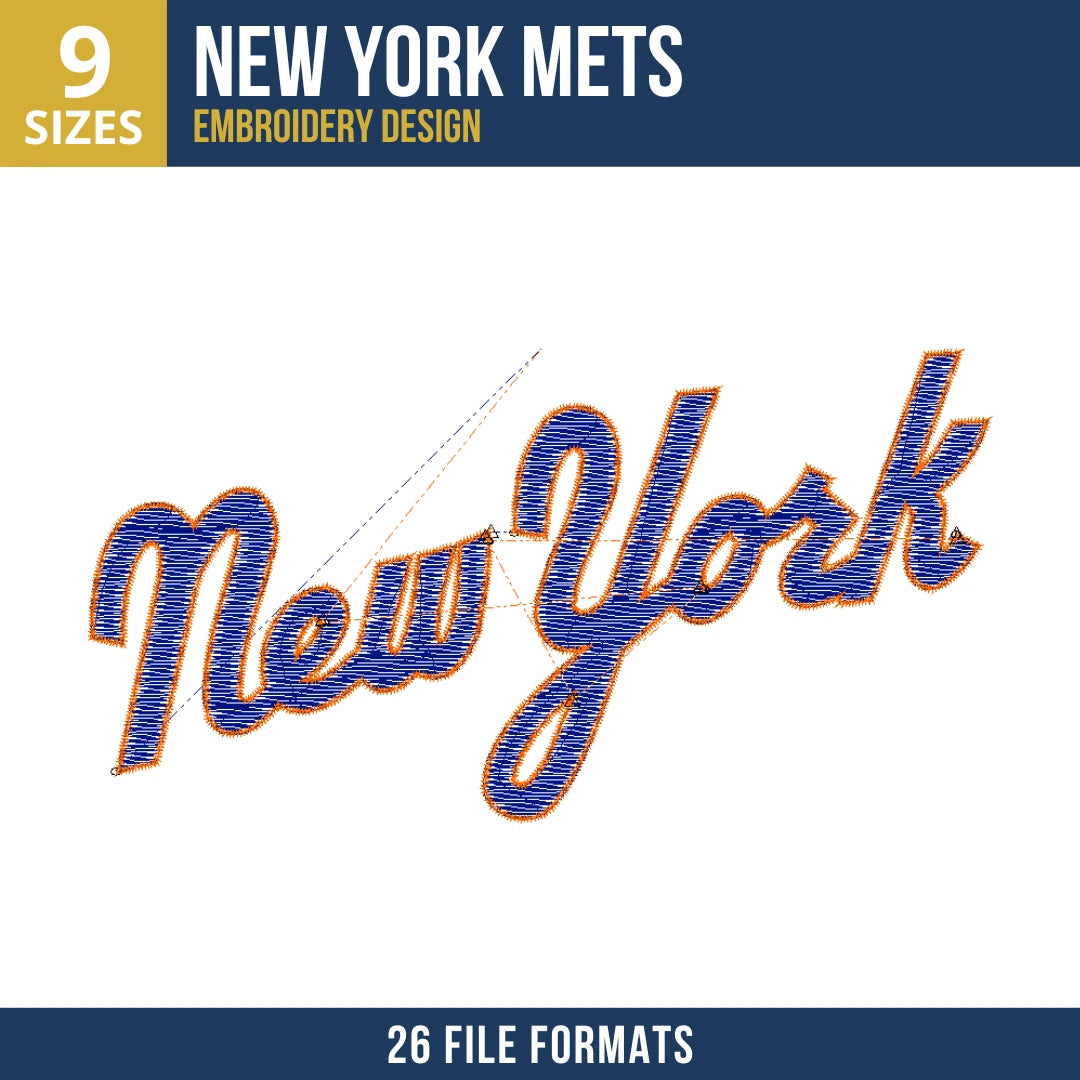 New York Mets Script Wordmark Embroidery Design