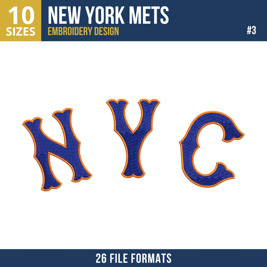 New York Mets Embroidery Bundle – 9 Designs, 26 Formats