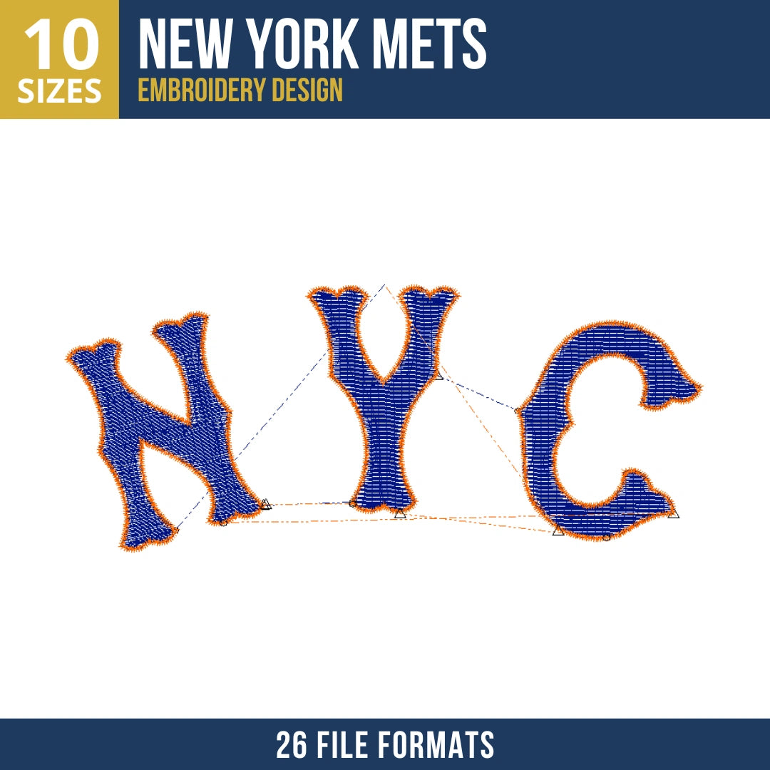 New York Mets NYC Monogram Embroidery Design