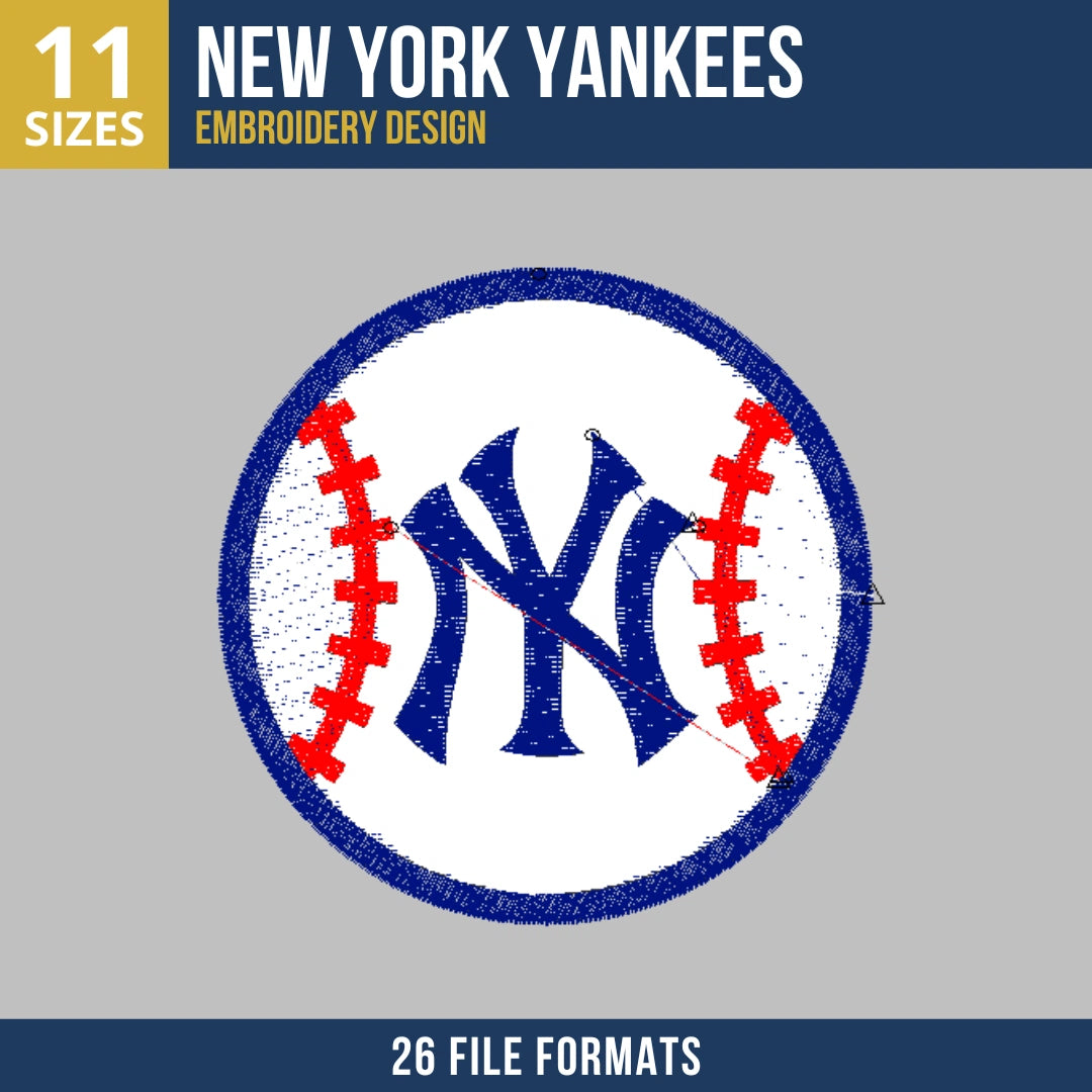New York Yankees Baseball NY Monogram Embroidery Design