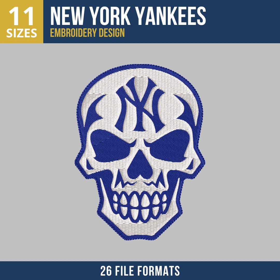 New York Yankees Skull Embroidery Design