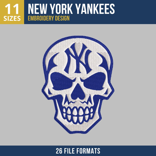 New York Yankees Skull Embroidery Design