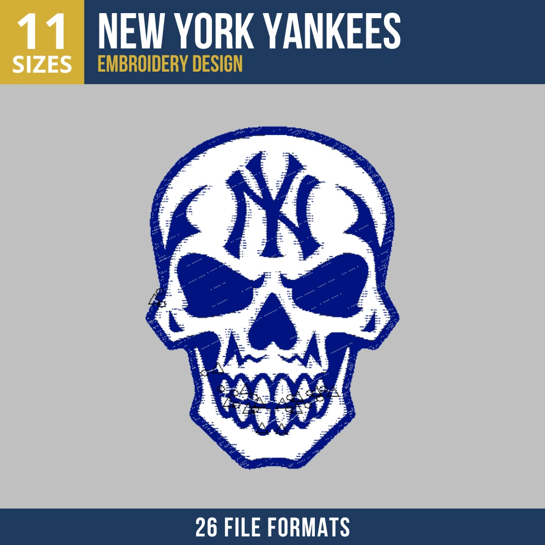 New York Yankees Skull Embroidery Design
