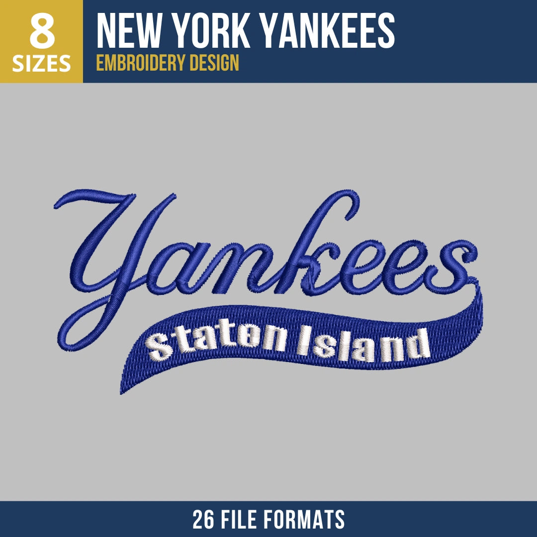 New York Yankees Staten Island Wordmark Embroidery Design