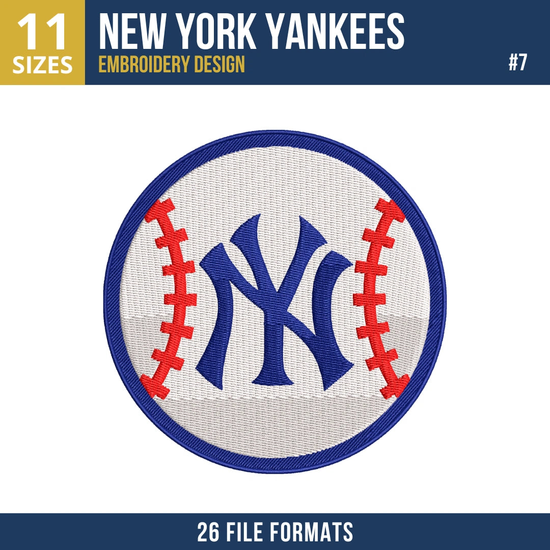 New York Yankees Embroidery Design Bundle – 7 MLB Designs, 26 Formats