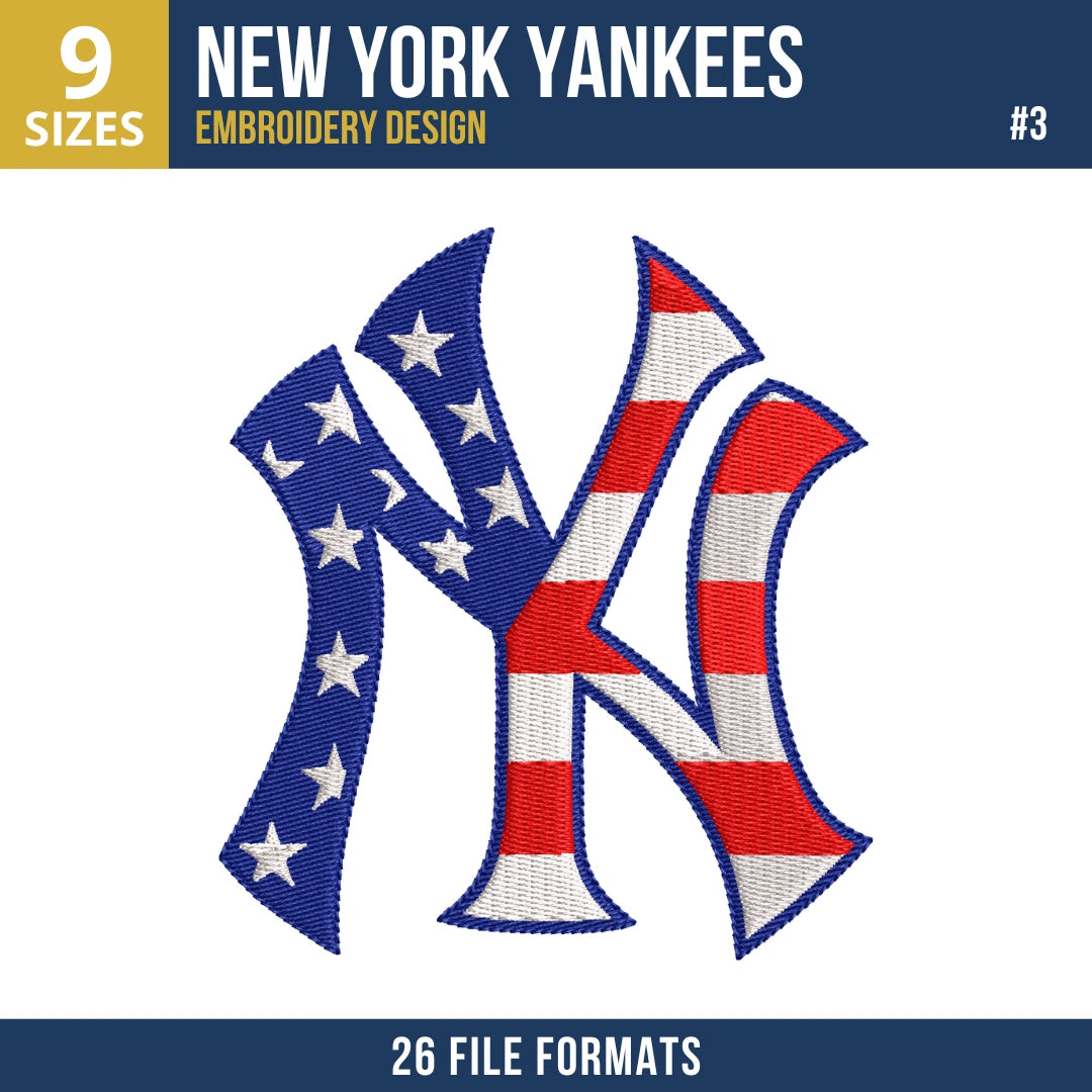 New York Yankees Embroidery Design Bundle – 7 MLB Designs, 26 Formats