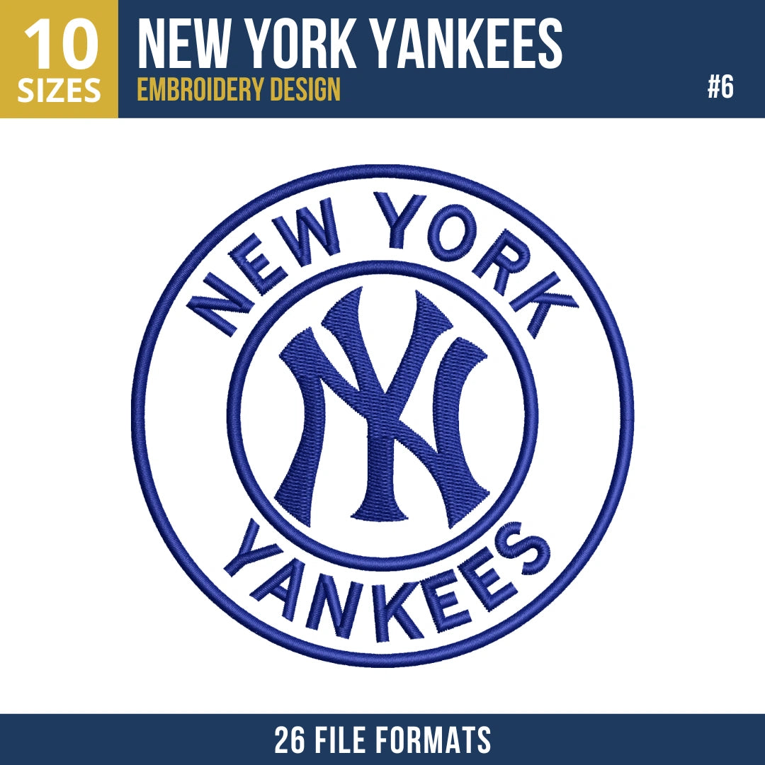 New York Yankees Embroidery Design Bundle – 7 MLB Designs, 26 Formats