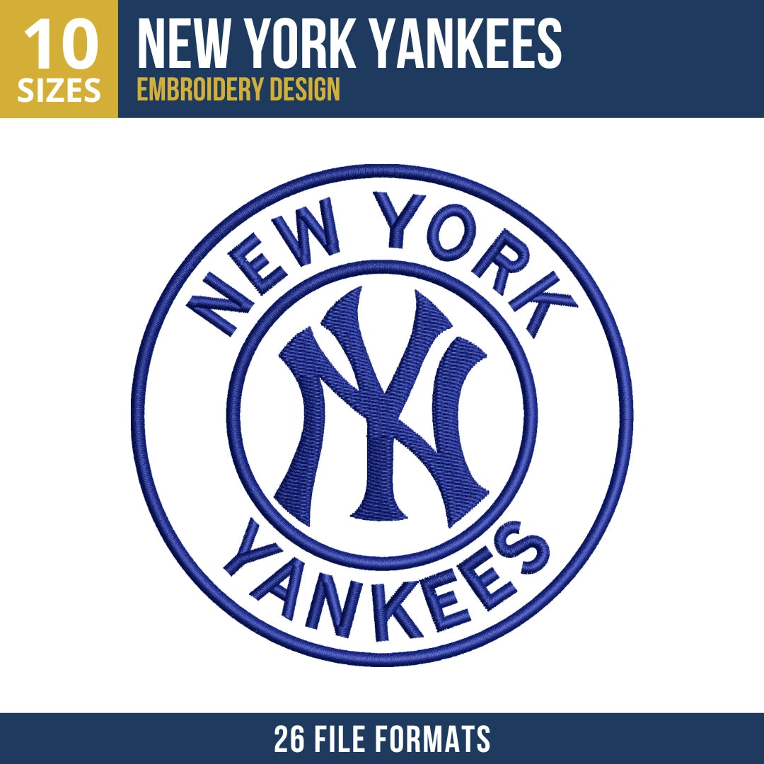 New York Yankees Circle Badge Embroidery Design