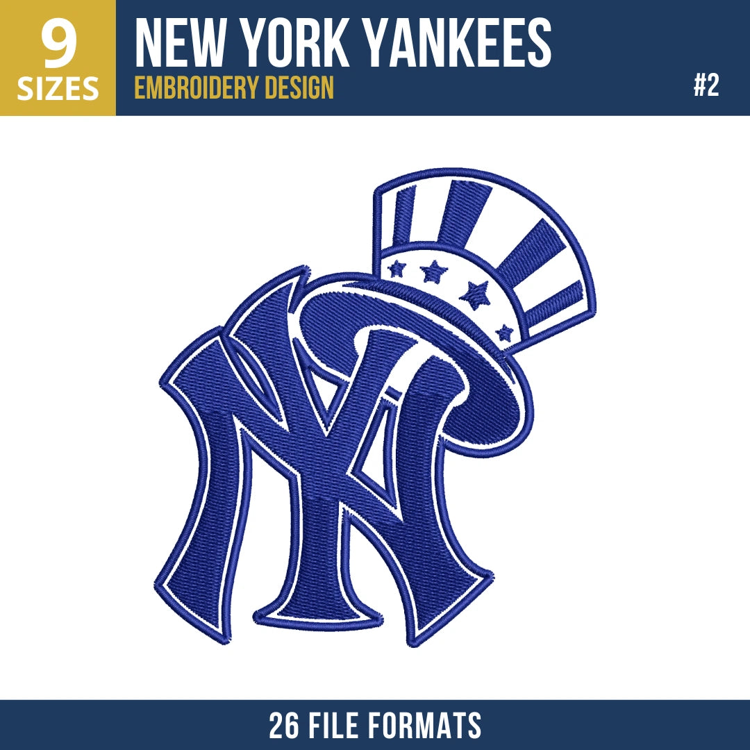 New York Yankees Embroidery Design Bundle – 7 MLB Designs, 26 Formats