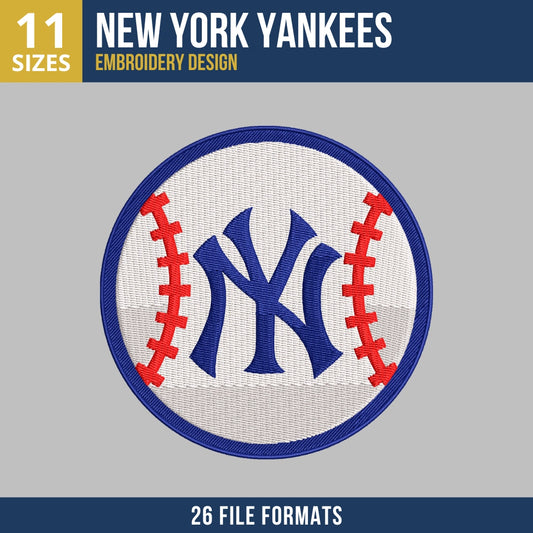 New York Yankees Baseball NY Monogram Embroidery Design