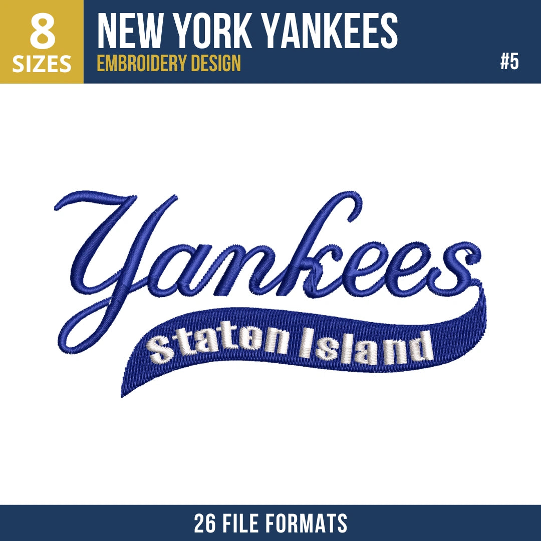 New York Yankees Embroidery Design Bundle – 7 MLB Designs, 26 Formats